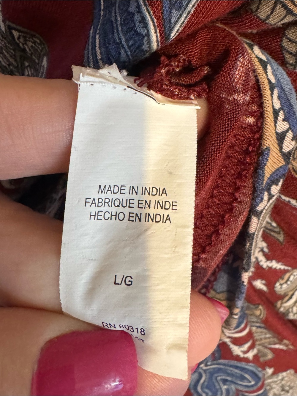LUCKY BRAND  Burgundy/Blue/Taupe Floral Print Top FALL!!!   LARGE   #W - Picture 7 of 9